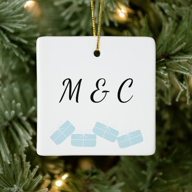Personalized Ornament With Cute Gift Illustration (Tree)