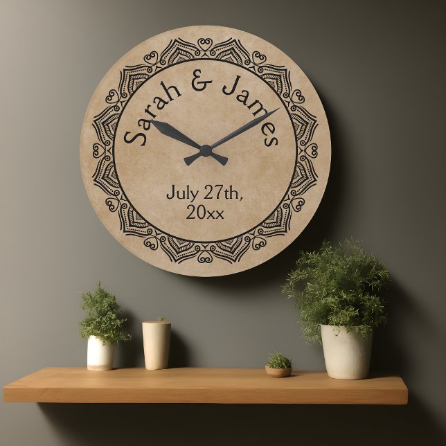 Personalized Ornamental Wedding Round Wall Clock (Creator Uploaded)