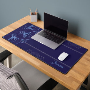 Personalized Ornate Blue Purple Mandala Desk Mat