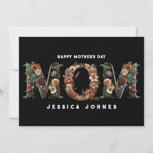 Personalized Ornate Floral Boho Mom Day Card 