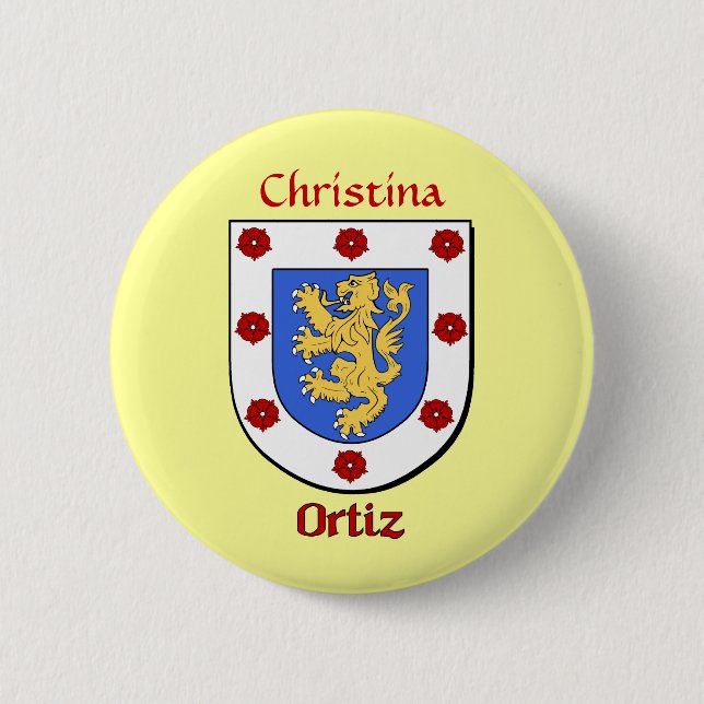 Personalized Ortiz Historical Shield Button (Front)