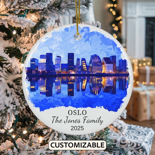Personalized Oslo Ornament, Norway Ceramic Ornament (Creator Uploaded)