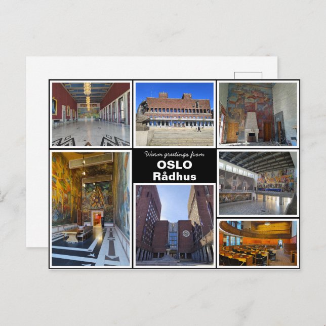Personalized,  Oslo rådhus, Norway Postcard (Front/Back)