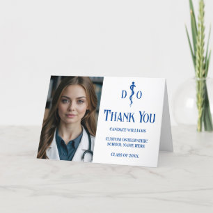 Personalized Osteopathic Medical Doctor Photo Letterpress Thank You Card