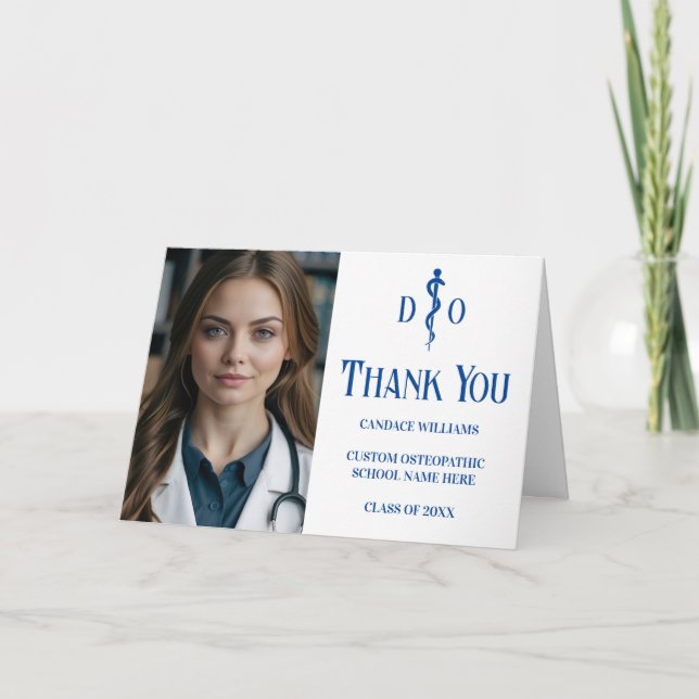 Personalized Osteopathic Medical Doctor Photo Thank You Card (Front)