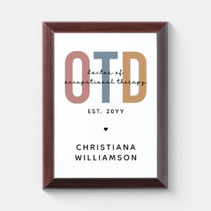 Personalized OTD Doctor of Occupational Therapy Award Plaque