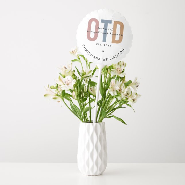 Personalized OTD Doctor of Occupational Therapy Balloon (Vase)