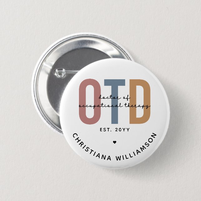 Personalized OTD Doctor of Occupational Therapy Button (Front & Back)