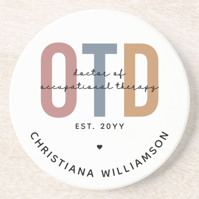 Personalized OTD Doctor of Occupational Therapy Coaster (Front)