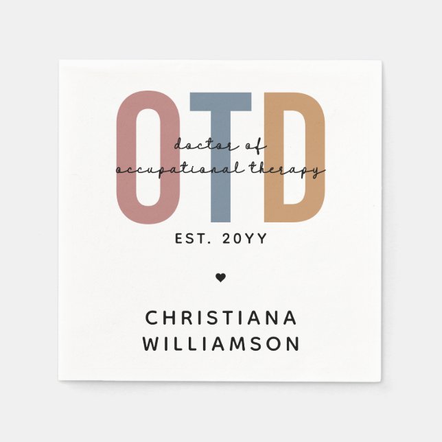 Personalized OTD Doctor of Occupational Therapy Napkins (Front)