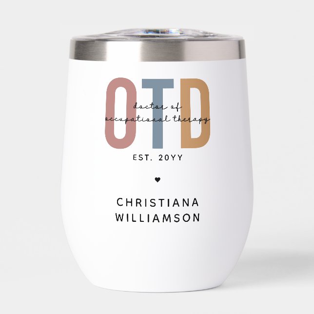 Personalized OTD Doctor of Occupational Therapy Thermal Wine Tumbler (Front)