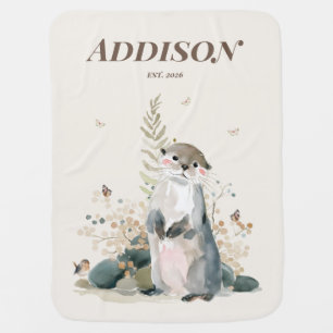 Personalized Otter Baby Blanket