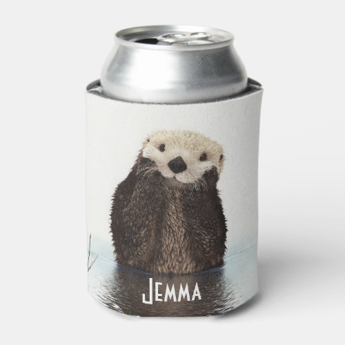 Personalized  Otter In Water drawing Can Cooler