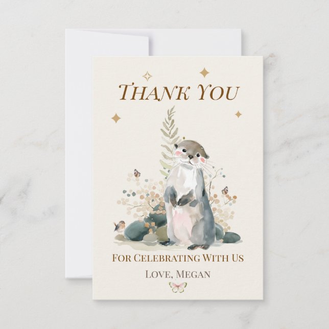 Personalized Otter Thank You Note Card (Front)
