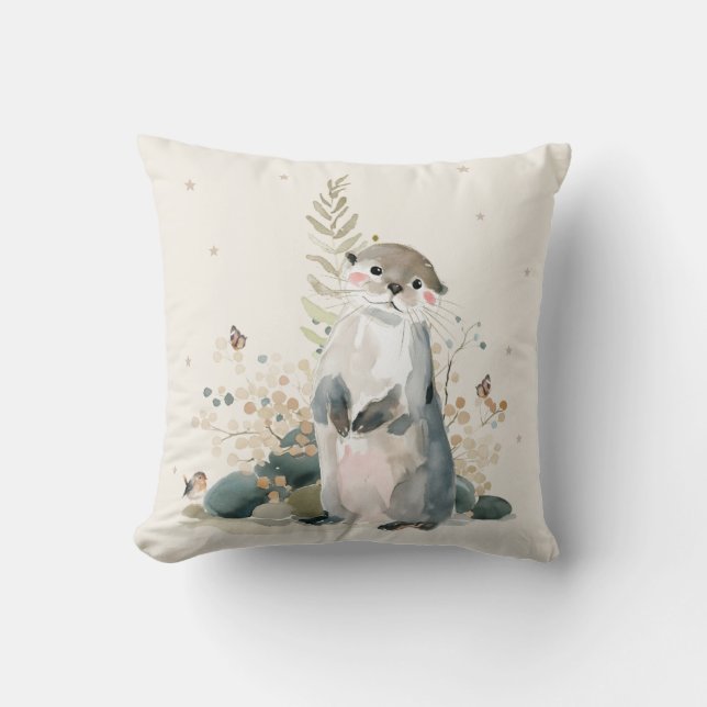 Personalized Otter Throw Pillow (Front)