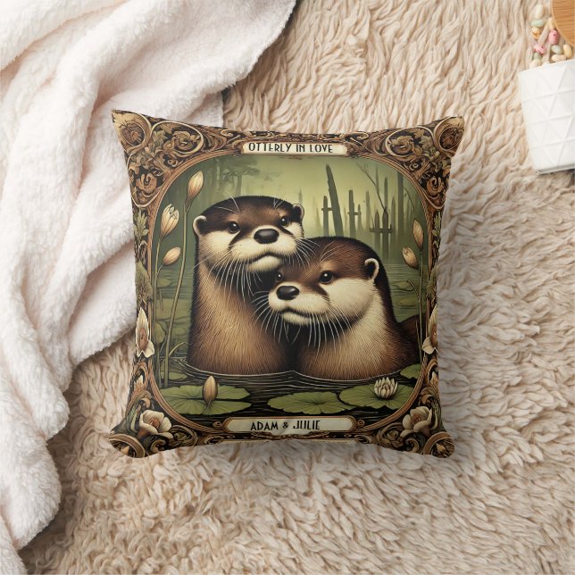 Personalized Otterly in love Throw Pillow (Blanket)