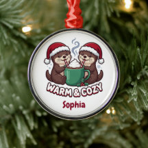 Personalized Otters Christmas Ornament Warm & Cozy