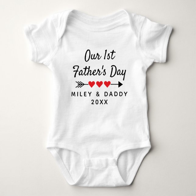 Personalized Our 1st Father's Day Cute Gift Baby Bodysuit (Front)