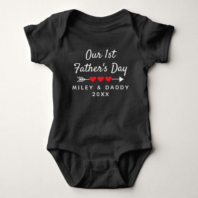 Personalized Our 1st Father's Day Cute Gift Baby Bodysuit (Front)