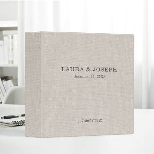 Personalized Our Adventures Fabric Wedding Album 3 Ring Binder