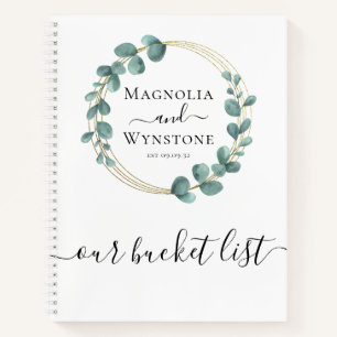 Personalized Our Bucket List Eucalyptus Gold Foil  Notebook