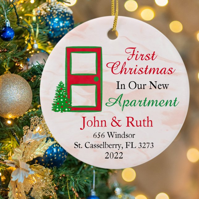 Personalized Our First Apartment Christmas Ceramic Ornament (Creator Uploaded)