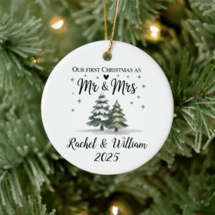 Personalized Our First Christmas as Couple 2025 Ceramic Ornament