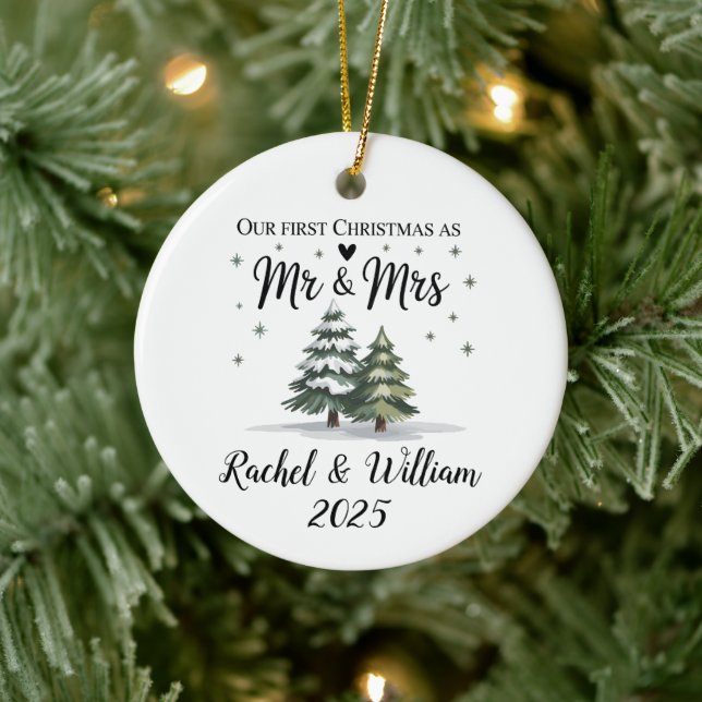 Personalized Our First Christmas as Couple 2025 Ceramic Ornament (Tree)