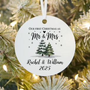 Personalized Our First Christmas as Couple 2025 Metal Ornament