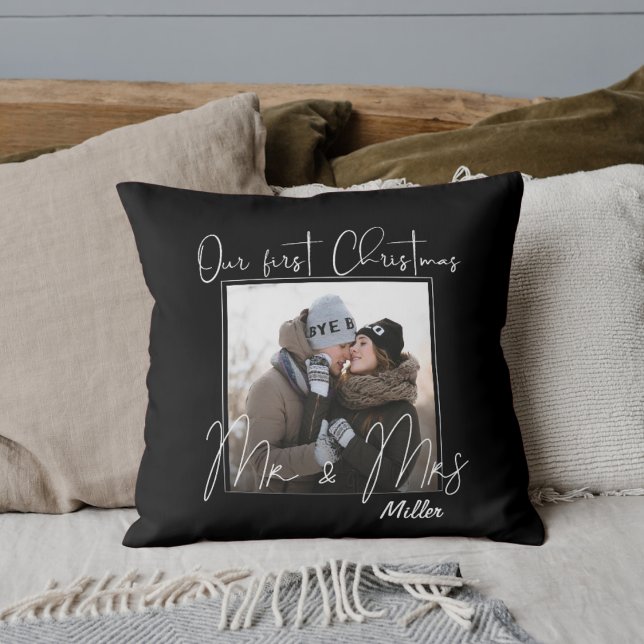 Personalized Our First Christmas as MR And MRS Throw Pillow (Personalized Our First Christmas as MR And MRS Throw Pillow)