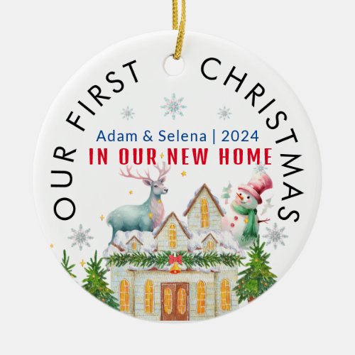 Personalized Our First Christmas in our Home  Ceramic Ornament