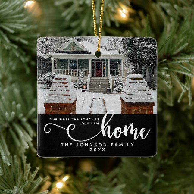 Personalized Our First Christmas In Our New Home  Ceramic Ornament (Tree)