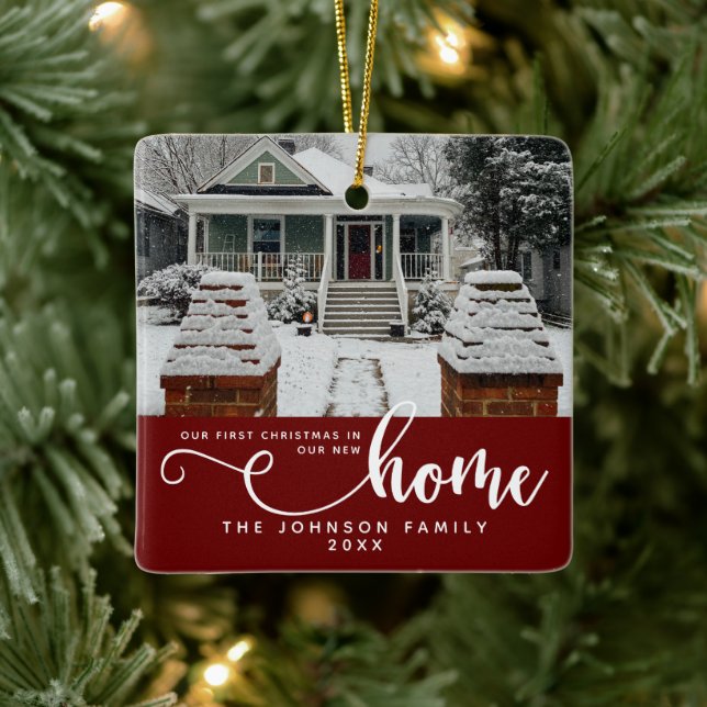 Personalized Our First Christmas In Our New Home  Ceramic Ornament (Tree)