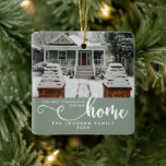 Personalized Our First Christmas In Our New Home  Ceramic Ornament<br><div class="desc">Celebrate the milestone of moving into a new home with our Sage Green Personalized "Our First Christmas In Our New Home" Ceramic Ornament. This elegant ornament is designed to commemorate your first Christmas in your new space, featuring a soothing sage green hue that adds a touch of sophistication to your...</div>