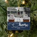 Personalized Our First Christmas In Our New Home  Ceramic Ornament<br><div class="desc">Celebrate the joy of new beginnings with our Personalized Our First Christmas In Our New Home Navy Blue Ceramic Ornament, the perfect addition to your holiday decor. This beautifully crafted navy blue ornament is not just a decoration; it's a cherished keepsake that captures the essence of starting a new chapter...</div>