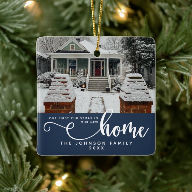 Personalized Our First Christmas In Our New Home  Ceramic Ornament (Tree)