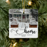 Personalized Our First Christmas In Our New Home  Ceramic Ornament<br><div class="desc">Celebrate the joy of new beginnings with our Personalized Our First Christmas In Our New Home Ceramic Ornament, the perfect addition to your holiday decor. This beautifully crafted ornament is not just a decoration; it's a cherished keepsake that captures the essence of starting a new chapter in your life. Whether...</div>
