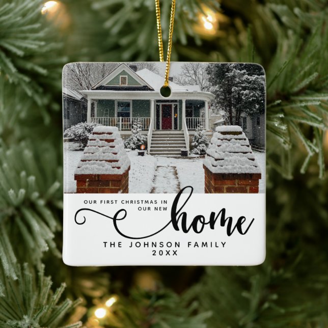 Personalized Our First Christmas In Our New Home  Ceramic Ornament (Tree)