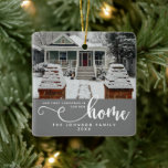 Personalized Our First Christmas In Our New Home  Ceramic Ornament<br><div class="desc">Celebrate the joy of new beginnings with our Personalized Our First Christmas In Our New Home Grey Ceramic Ornament, the perfect addition to your holiday decor. This beautifully crafted grey ornament is not just a decoration; it's a cherished keepsake that captures the essence of starting a new chapter in your...</div>