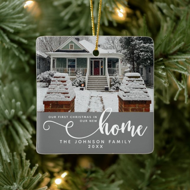 Personalized Our First Christmas In Our New Home  Ceramic Ornament (Tree)