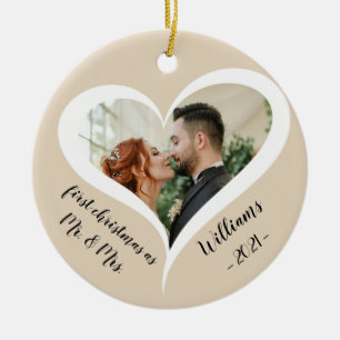Personalized Our First Christmas Married Ceramic Ornament