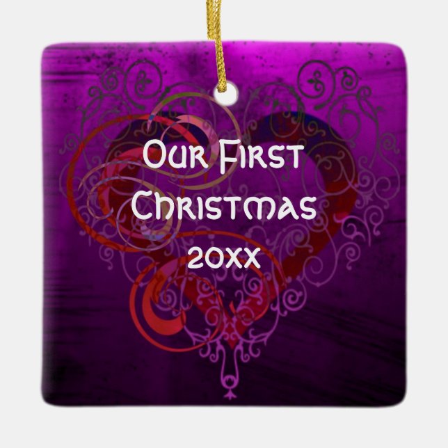 Personalized Our First Christmas Square Ornament (Front)