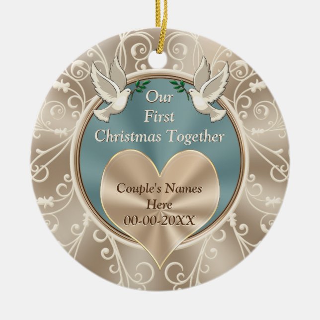 Personalized Our First Christmas Together Ceramic Ornament (Front)