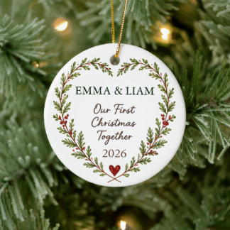 Personalized Our First Christmas Together Ceramic Ornament