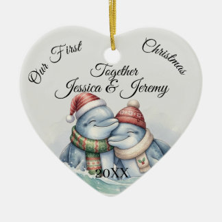 Personalized Our First Christmas Together Couples Ceramic Ornament