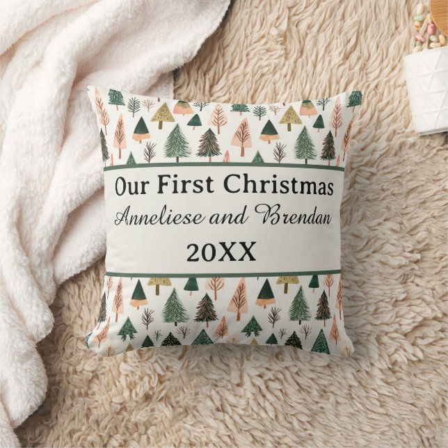 Personalized Our First Christmas Together Holiday  Throw Pillow (Blanket)