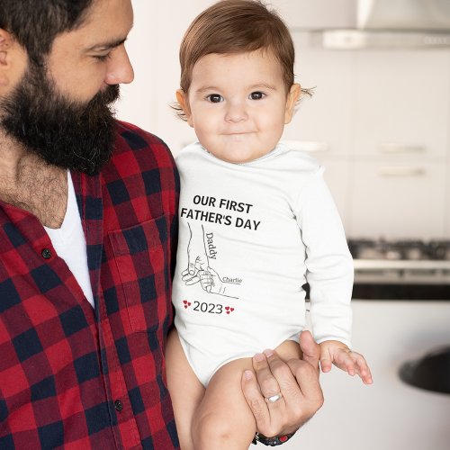 Personalized Our First Fathers Day Baby Bodysuit