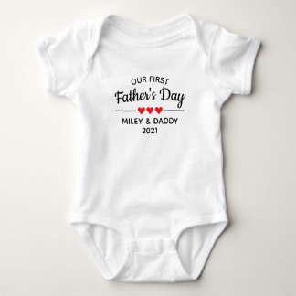 Personalized Our First Father's Day Cute Baby Bodysuit