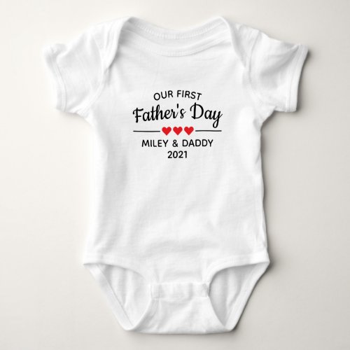 Personalized Our First Fathers Day Cute Baby Bodysuit