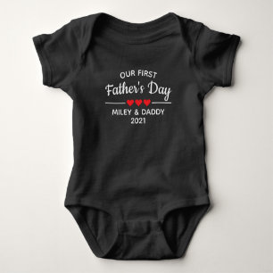Personalized Our First Father's Day Cute  Baby Bodysuit